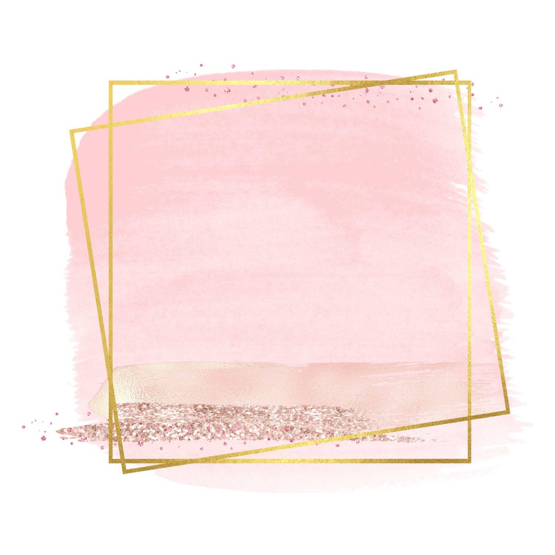 Pink Watercolor Gold Square Clipart Glitter Border Frame - Etsy