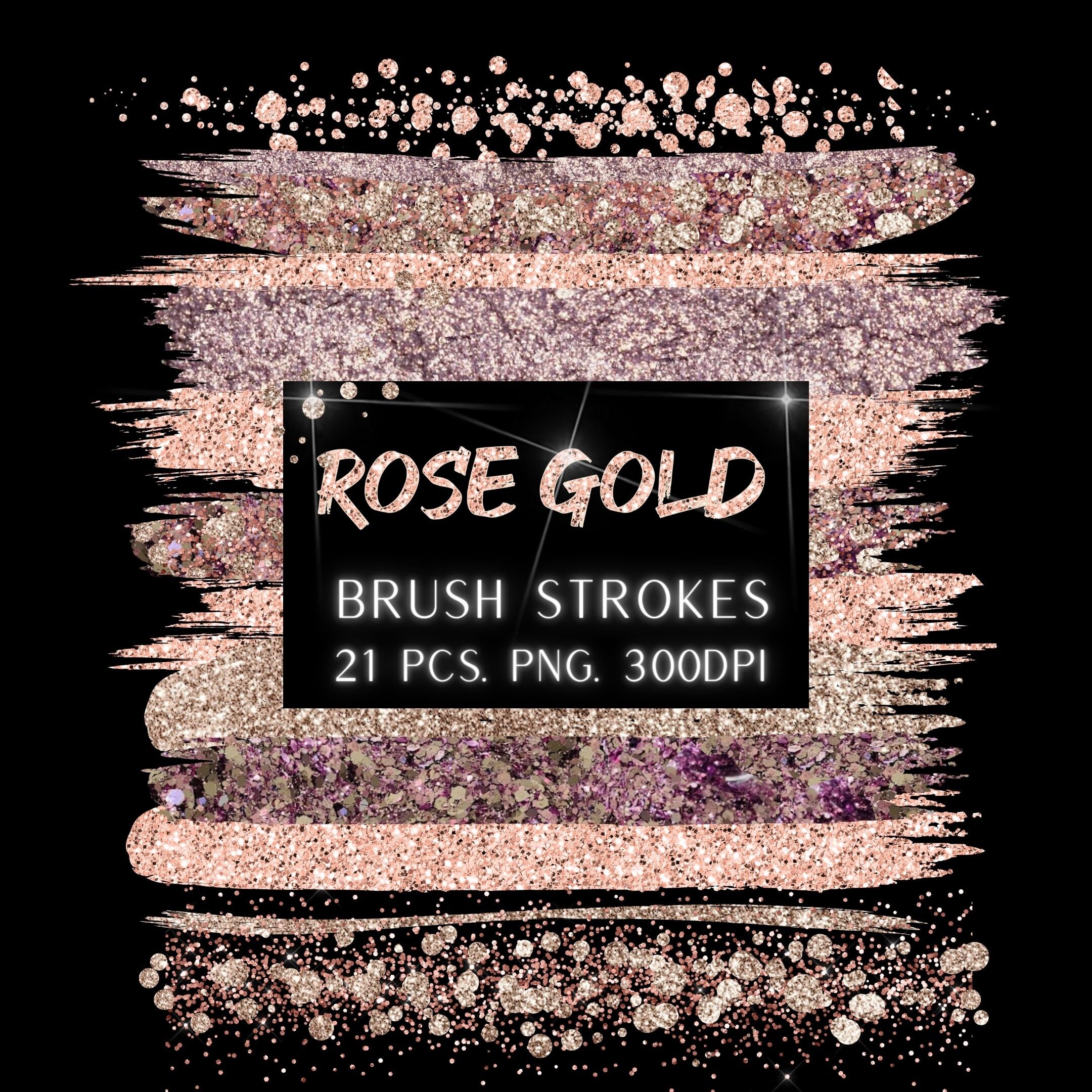 Rose Gold Paint Brush Stroke, Rose Gold Glitter Stroke, Rose Gold