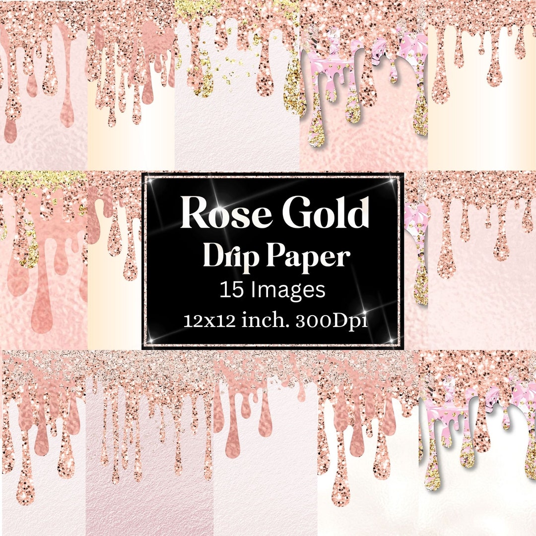 Rose Gold Paint Drip Backgrounds Pack Graphic by Poster Boutique