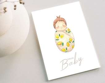 Tarjeta de "Hola Bebé" – Tarjeta de felicitación por el nacimiento | Género neutro y unisex | Tarjeta para bebé