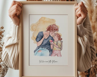 Póster de afirmación para mamá: "Soy una gran mamá" | Acuarela madre-hija (pelirroja) | Regalo de amor propio para el Día de la Madre