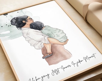 Póster de afirmación para mamá: "Soy suficiente. Ahora. Siempre". | Acuarela Madre e Hijo | Regalo de amor propio para el Día de la Madre