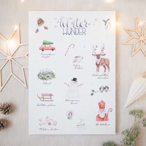 Poster stagionale "Inverno" per la cameretta dei bambini | Momenti salienti novembre-febbraio | Regalo di San Nicola per i bambini | Rituali, feste e tradizioni
