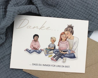 Tarjeta de agradecimiento para un cuidador de niños o una niñera | Tarjeta de agradecimiento por dejar la guardería | Regalo para el cuidado de niños