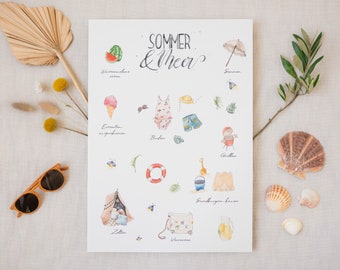 Póster de temporada de verano para la habitación infantil | Destacados de junio a agosto | Rituales, festivales y tradiciones con niños