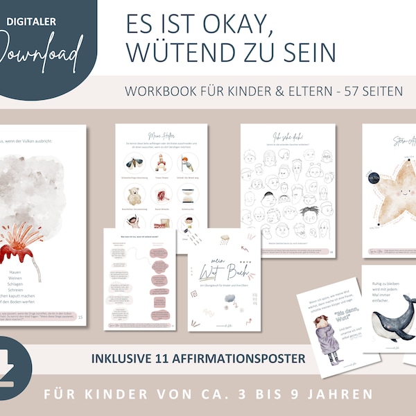 Mein Wut-Buch: Interaktives Workbook zum Download mit Beruhigungsstrategien, Affirmationspostern, Atemübungen und mehr für Kinder & Eltern