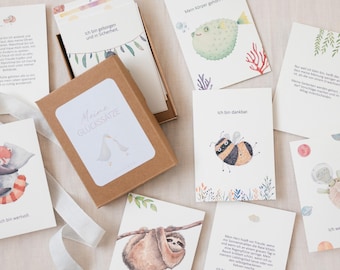 Tarjetas de afirmación para niños: fortalecen la autoestima y los sentimientos | 16 tarjetas con textos explicativos + caja de cartón | Regalo para niños