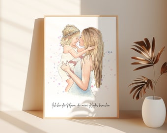 Póster de afirmación para mamá: «Soy la mamá que mis hijos necesitan» | Acuarela madre-hija (rubia) | Regalo para el Día de la Madre