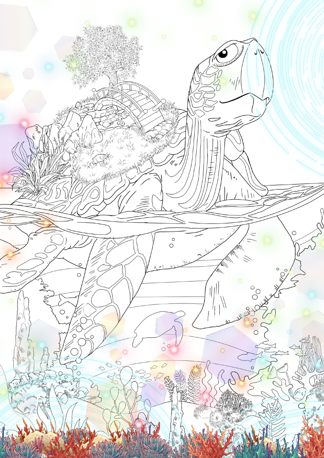 Turtle Island Coloring Page Etsy