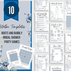 Editable Template | Printable Western Themed Bridal Shower Games | Boots And Bubbly | Instant Download | Brunch |