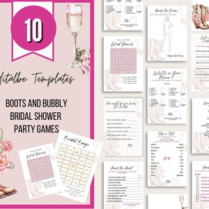 Editable Template | Printable Western Themed Bridal Shower Games | Boots And Bubbly | Instant Download | Brunch |