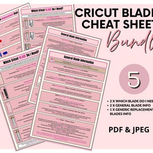 Cricut Blades Cheat Sheet Bundle | Instant Download | PDF | JPEG | Cricut Design Space | Cricut