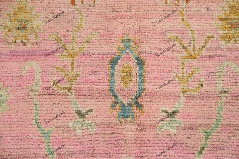 Pink Turkish Rug Pattern Pink Oushak Rug: Modern Turkish Style Wool Area Rug (8x10) - Etsy