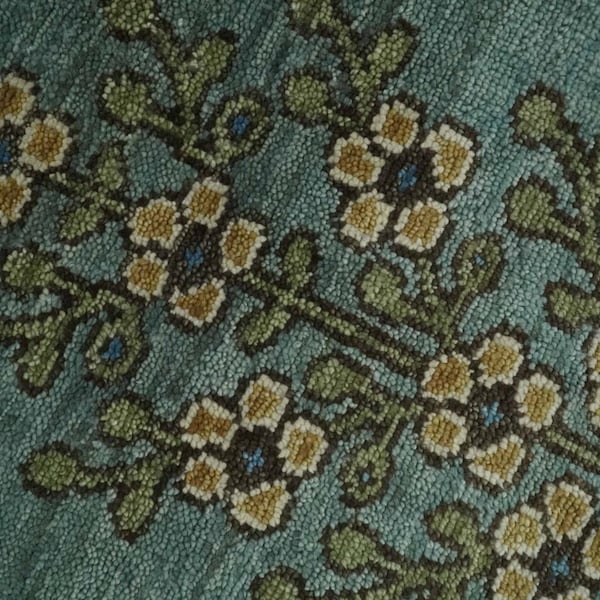 Green Wool Area Rug: Hand Knotted Turkish Tree of Life Design