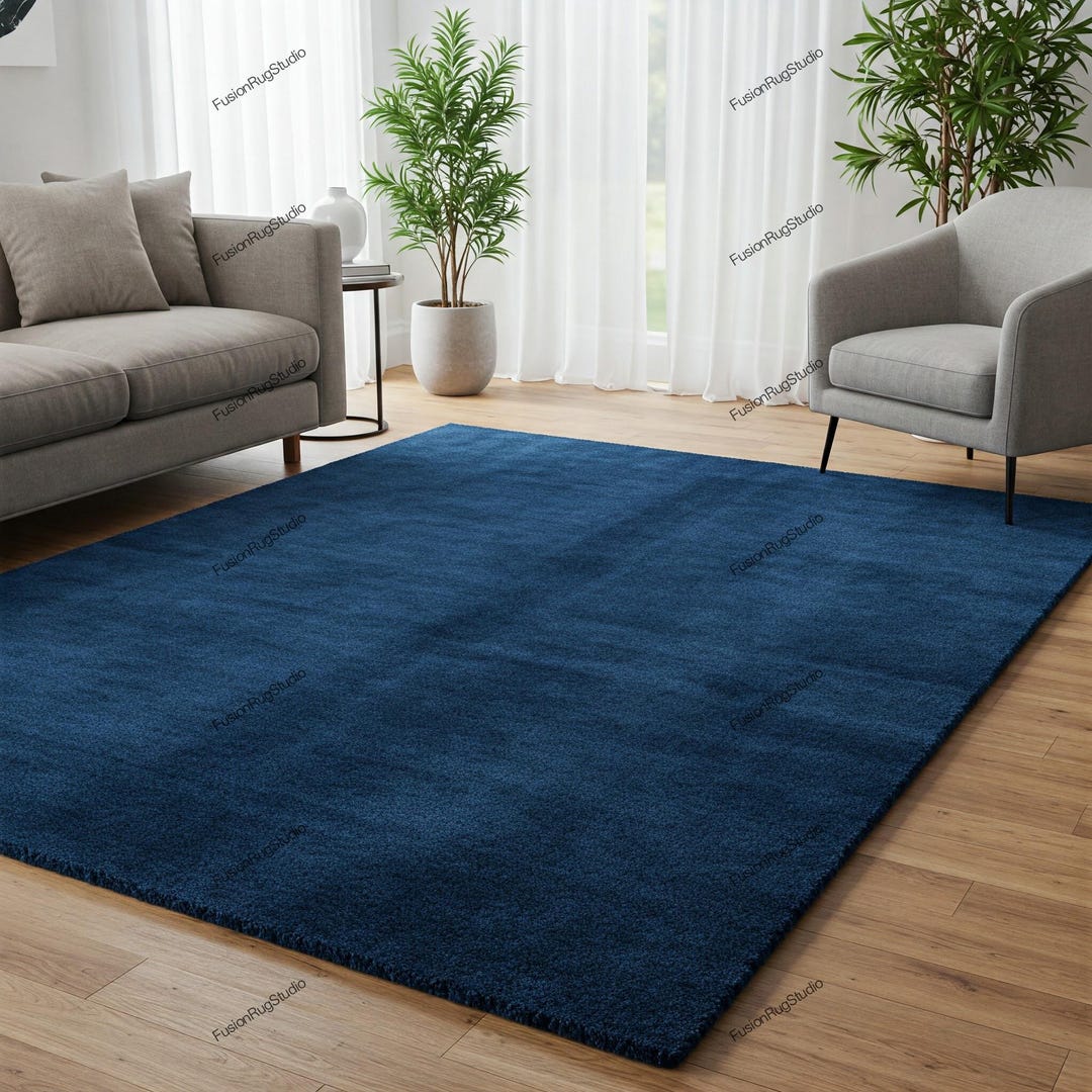 Modern Royal Blue Handtufted Carpet Wool Area Runner Rug for Living ...