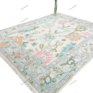 10x14 Modern Hand Knotted Oushak Rug for Living Room,8×10,Dining Room,Office,bedroom,Hand Knotted Wool Area Rugs,9x12,Handmade Turkish rug