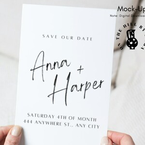 Save the Date Editable Template | Printable Save The Date | B&W Wedding Invite | Wedding Printables | Instant Download | Wedding Invitation