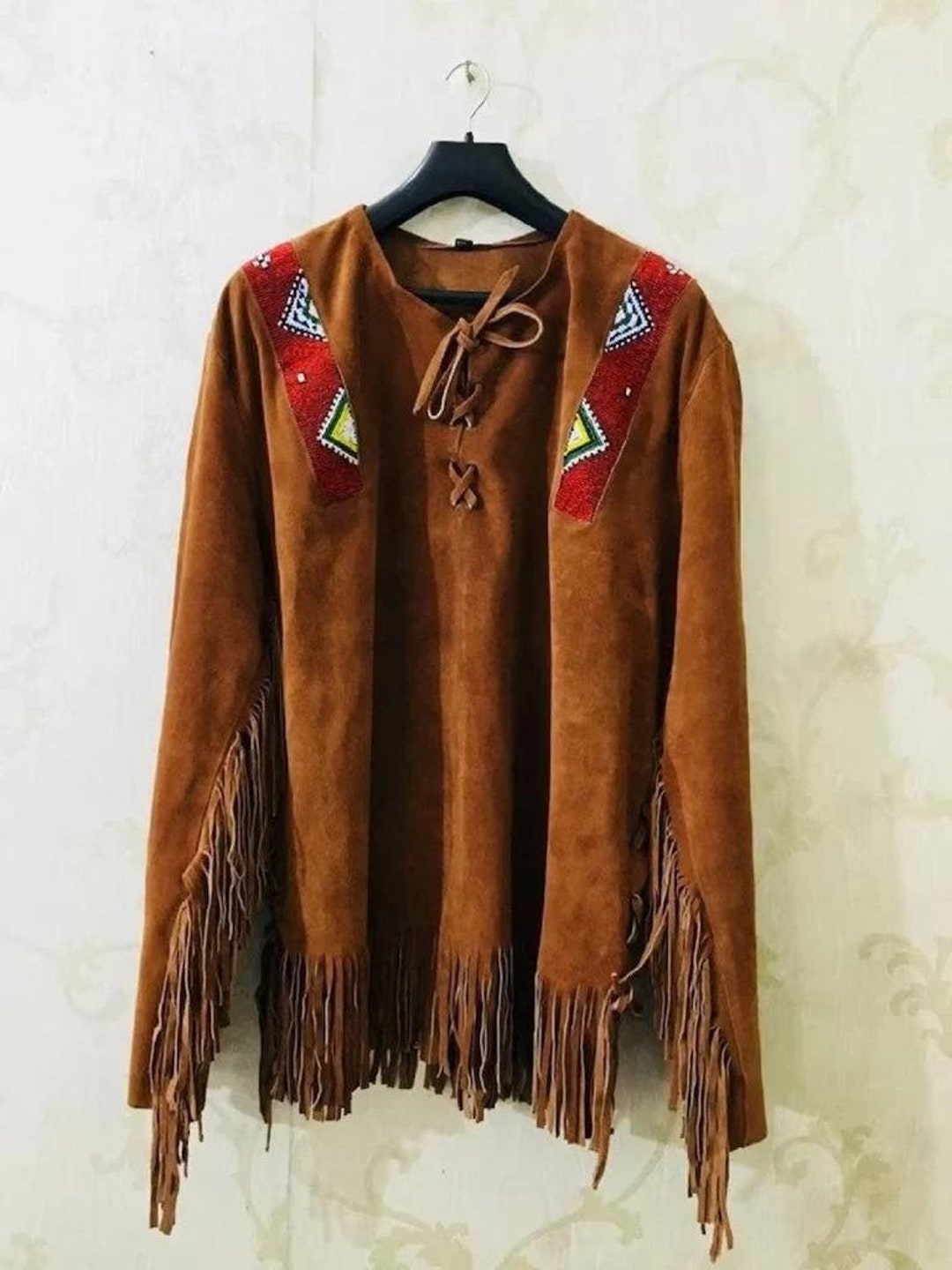 Old Sioux Style Native American Red Indian Buckskin Buffalo Beaded ...