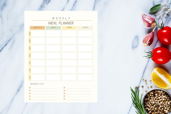 Printable Weekly Meal Planner - Etsy