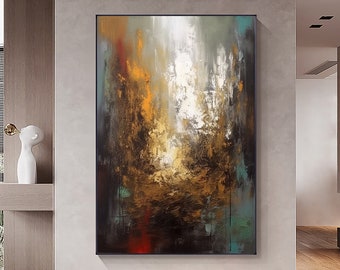 Abstract Colorful Oil Painting on Canvas,Original Textured Painting,Modern Multicolor Canvas Art,Concise Wabi-Sabi Art,Living Room Home Deco