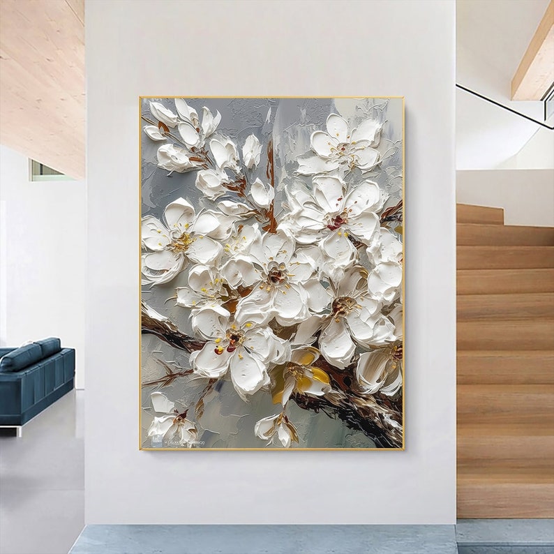 Abstract Blossom Cherry Oil Painting on Canvas,3d Flower Oil Painting