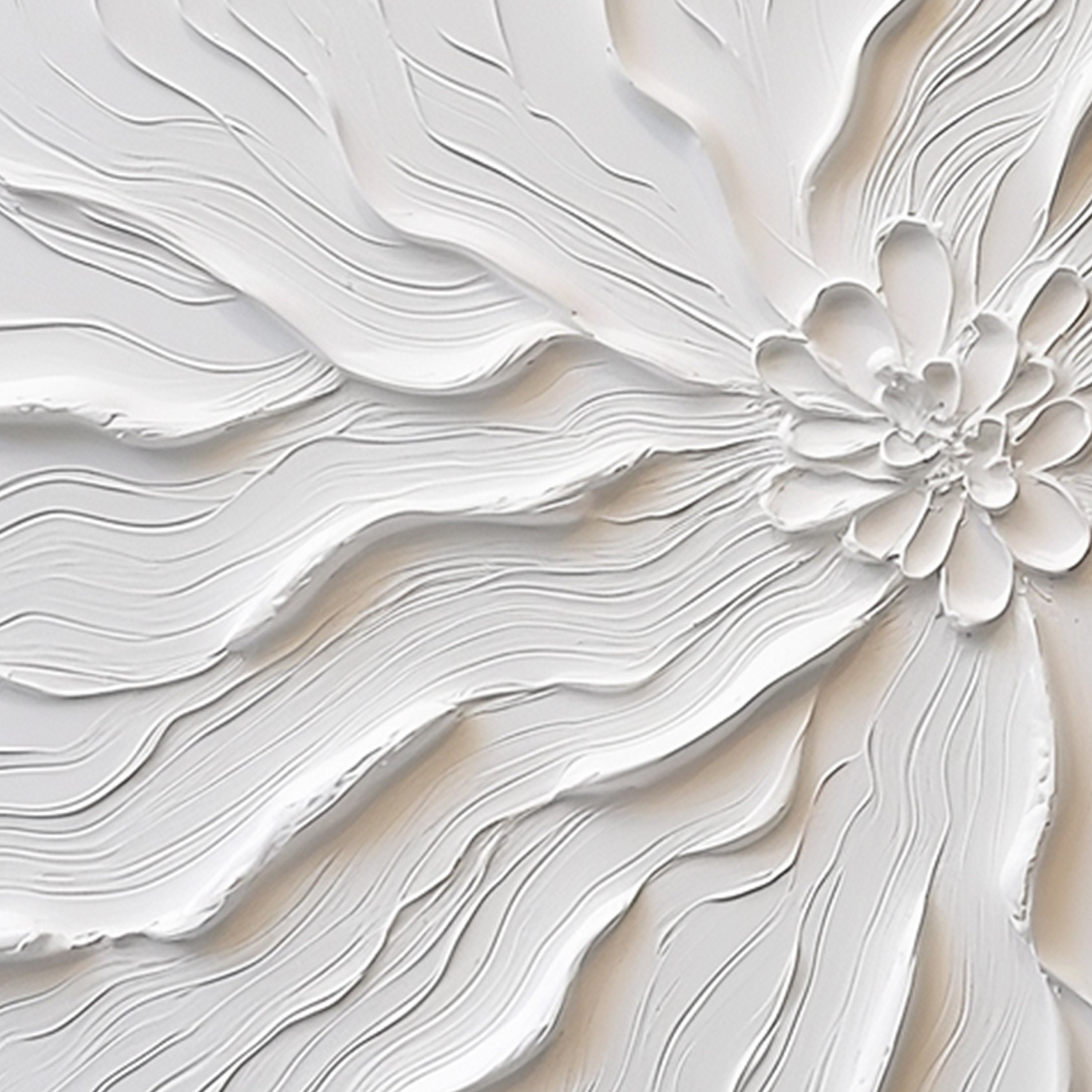 Abstract White Flower Oil Painting on Canvas,3d White Textured Wall Art ...