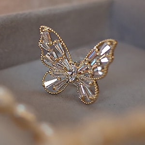Delicate butterfly zircon brooch, a gift for mom,