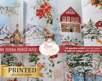 Winter Season  Junk Journal Printed Paper, Winter Collage Sheets, Winter Woodland Junk Journal Kit, Printed Paper