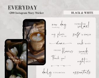 Instagram Story Sticker Everyday I Basic I Daily | Calligraphy | Storysticker Words | Digital Download I Clip Art