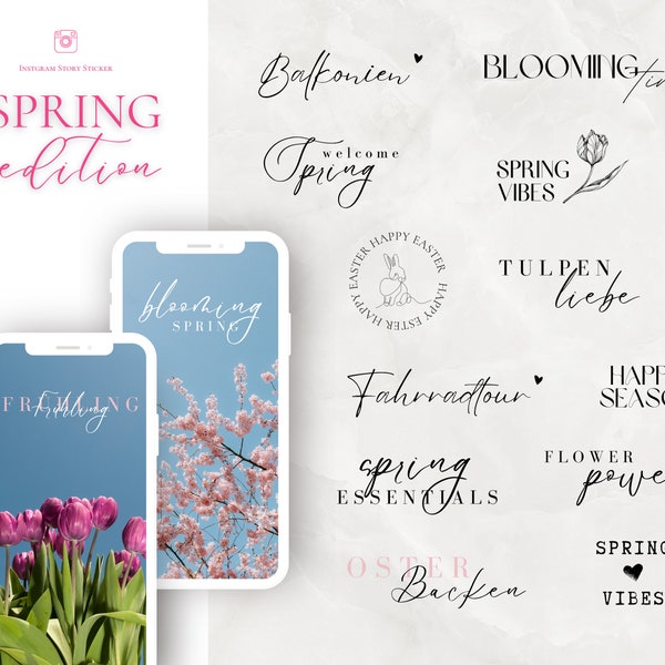 170+ Instagram Story Sticker Frühling Ostern Garten Spring flowers botanical Basic clipart digital Stickers png