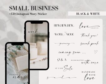 Instagram Story Sticker Small Business I Handmade I Basic I Daily | Calligraphy | Storysticker Words | Digital Download I Clip Art