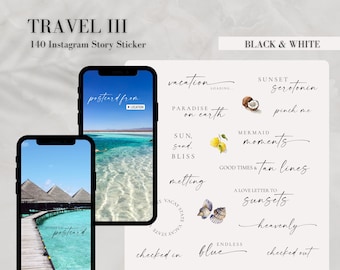 Instagram Story Sticker Travel I Vacation I Summer I Basic I Daily | Calligraphy | Storysticker Words | Digital Download I Clip Art I PNG