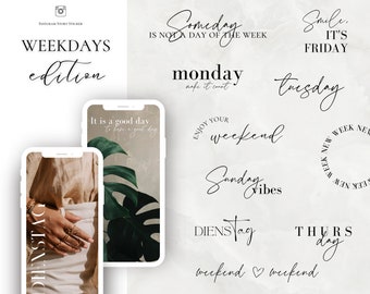 Instagram Story Sticker Weekdays I Everyday I Basic I Daily | Calligraphy | Storysticker Words | Digital Download I Clip Art
