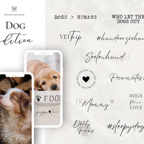 160+ Instagram Story Sticker Dog Hunde Pets Puppy love paws Storysticker rescued Gotcha day Adopt dont shop hound greyhound digital png