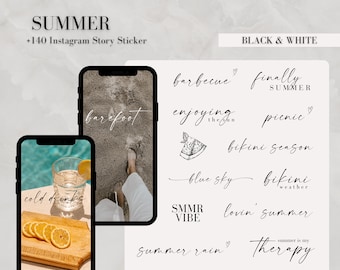 Instagram Story Sticker Summer I Beach I Basic I Daily | Calligraphy | Storysticker Words | Digital Download I Clip Art