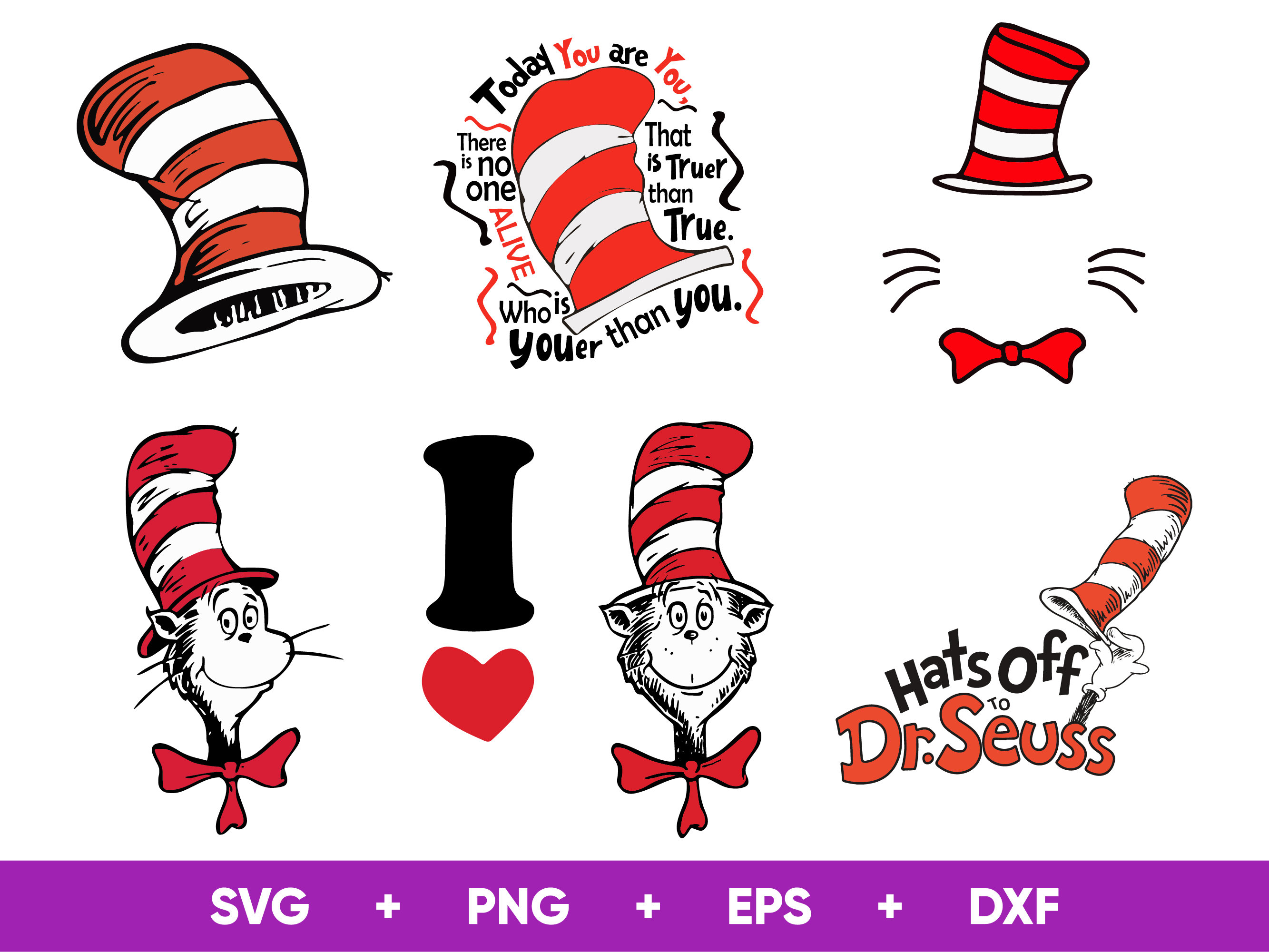 Dr Seuss SVG Cat in the Hat Svg Png Eps Dxf Digital Etsy Canada