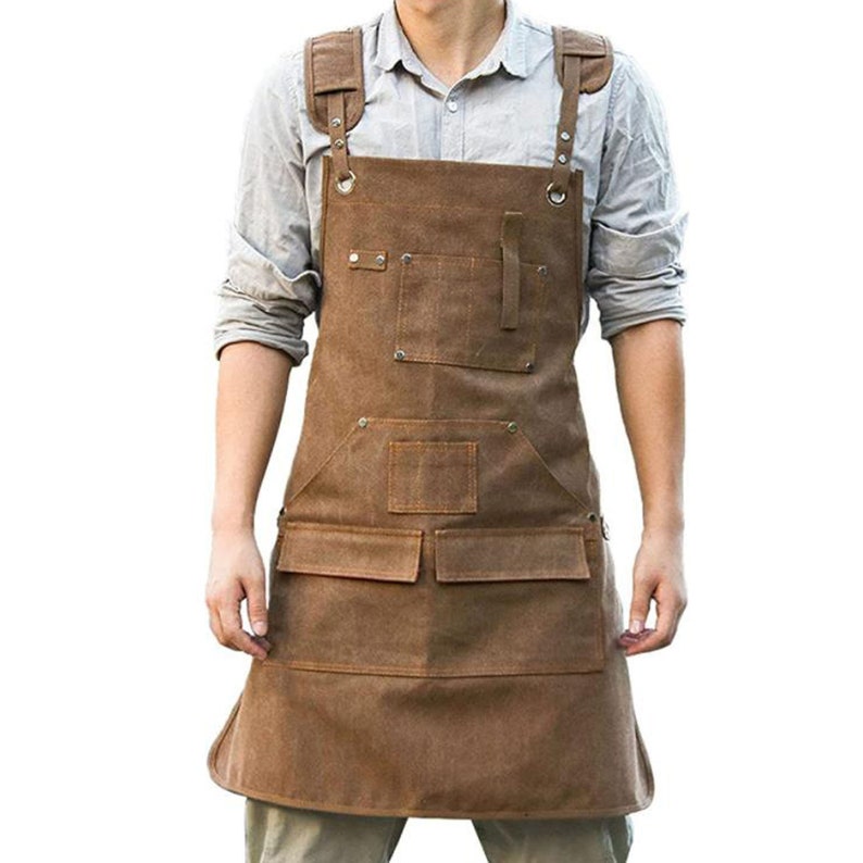 Thickened Canvas Apron, Washed Men's/women's Apron, Multipocket Tool