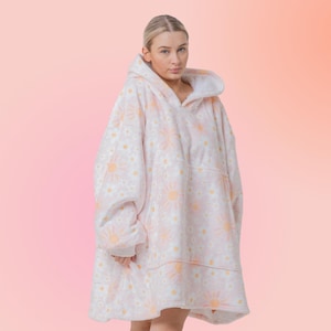 Felpa con cappuccio Sun and Flowers Oversize spessa Sherpa con cappuccio Snugclub Taglia unica