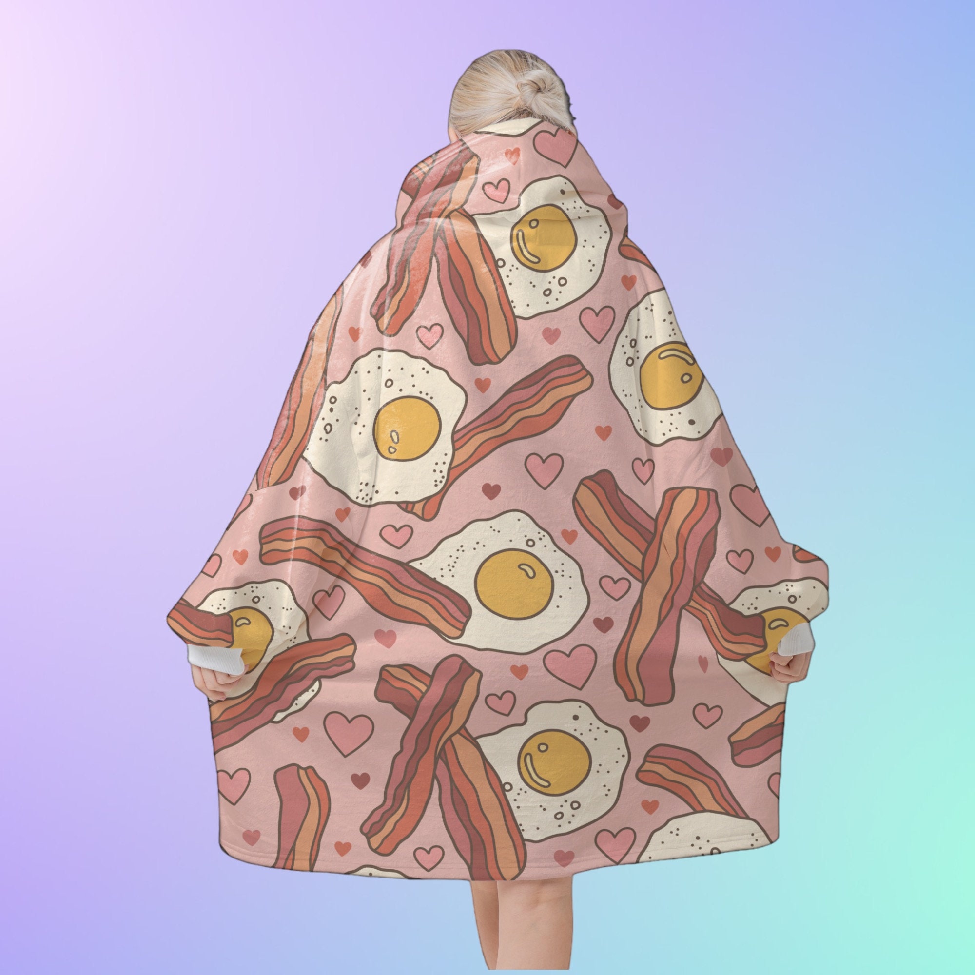Christmas Gift Eggs and Bacon Oodie Hoodie Blanket Snuddie Snoodie