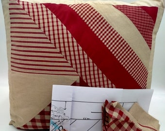 Patchwork kit DIY Country Cushion /50x50/instructions, pattern and fabrics INCLUDED/filling NOT included but you can order.3 colours!!