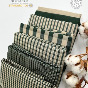 COTTON FABRICS, IDEAL FOR PATCHWORK, YARN DYED GREEN COLOUR