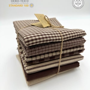 100% YARN DYED COUNTRY COTTON BROWN WITH 7 MATCHING DESIGNS: LITTLE SQUARE, BROWN BACK SQUARE, SQUARE AND STRIPE,BIG SQUARE,STRIPES, PLAIN BROWN, PLAIN BEIGE