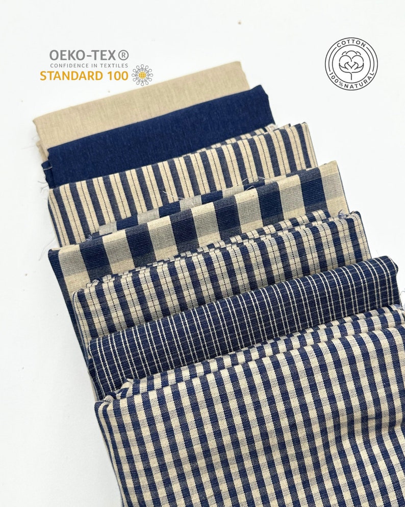 COTTON FABRICS, IDEAL FOR PATCHWORK, YARN DYED BLUE COLOUR