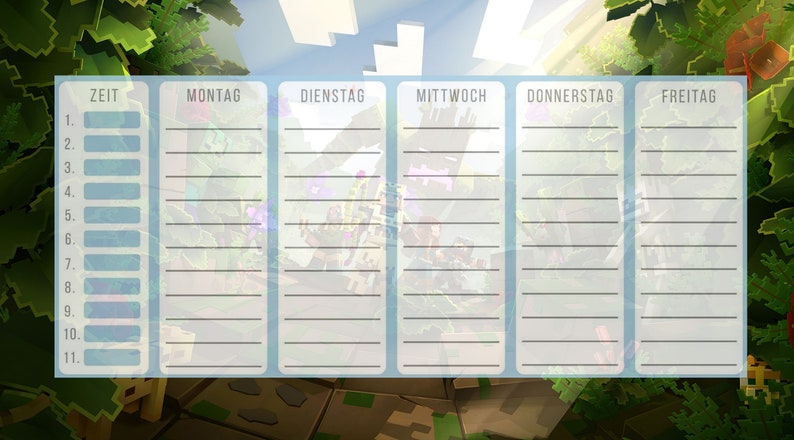 Minecraft Timetable Different Designs - Etsy Canada