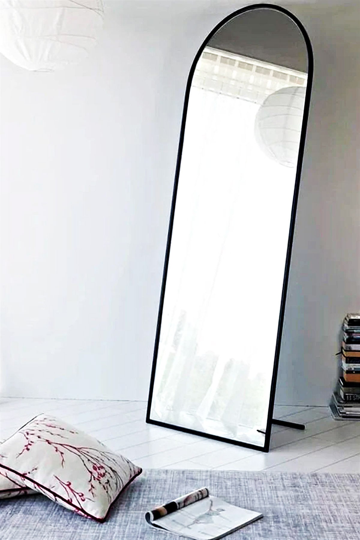 Black Metal Framed Mirror Oval Full Size Mirror Full Etsy