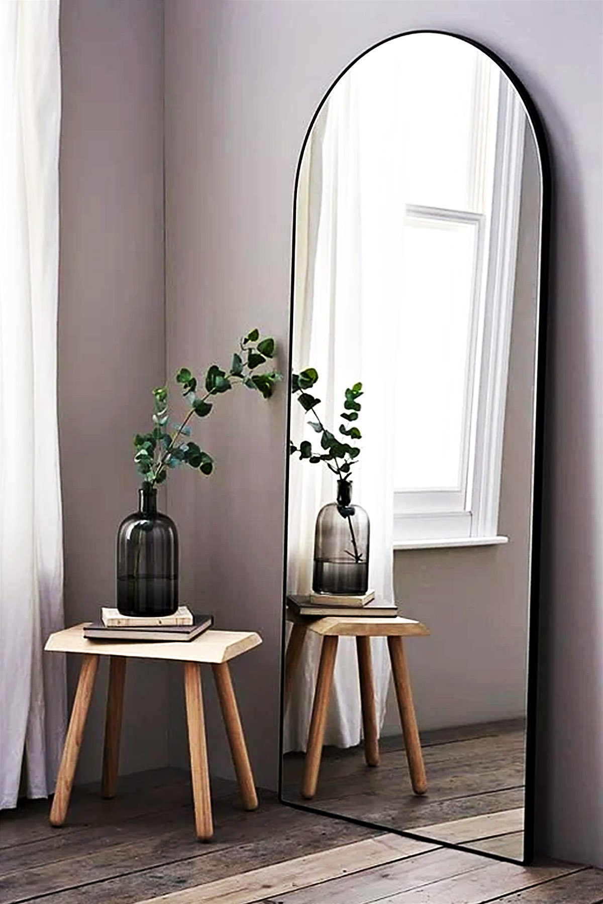 Black Metal Framed Mirror Oval Full Size Mirror Full Etsy