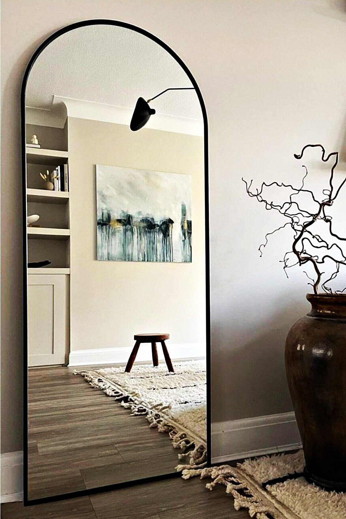 Black Metal Framed Mirror Oval Full Size Mirror Full Etsy