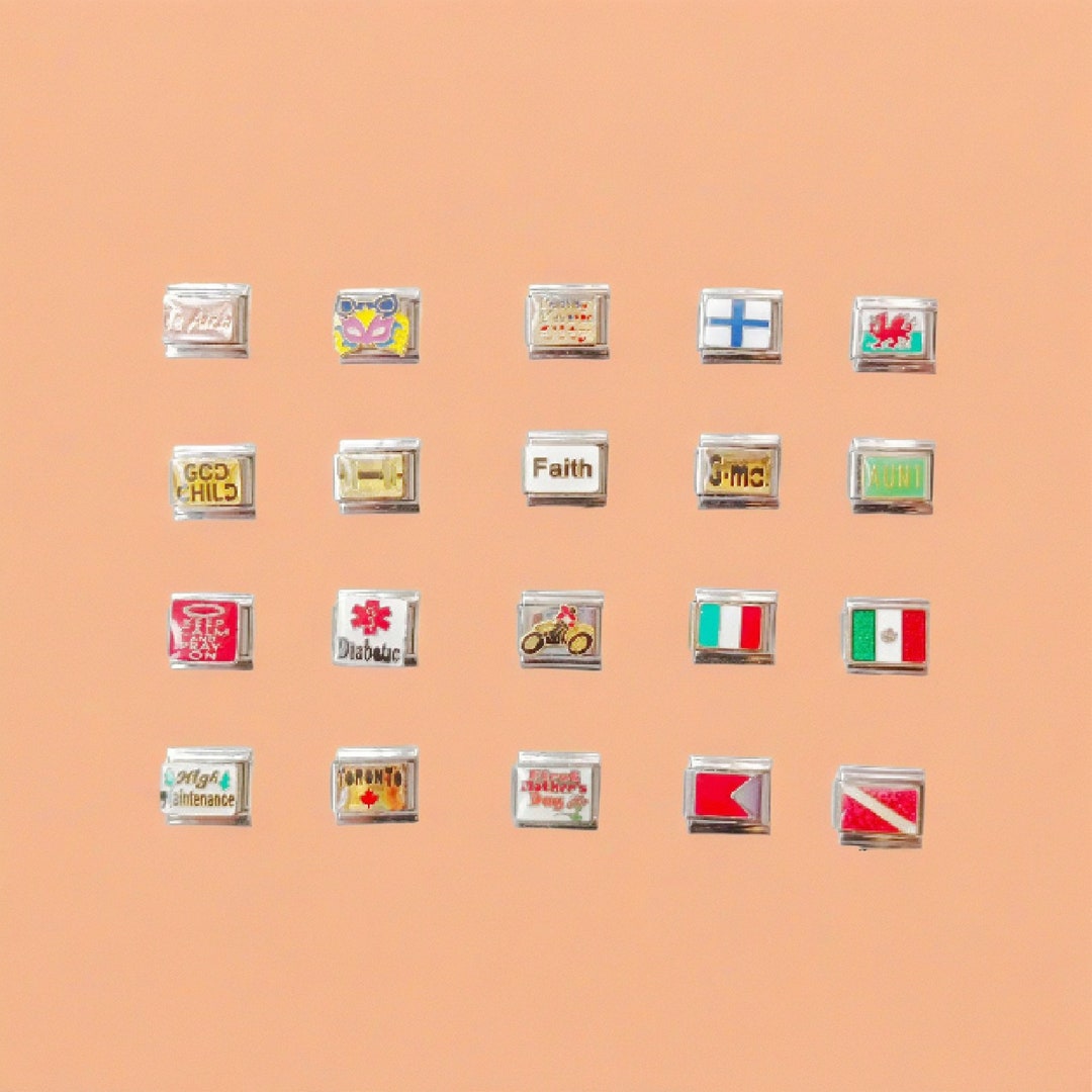 Cartoon Italian Charm Bracelet, Fashion Italian Charm Bracelet, Flag