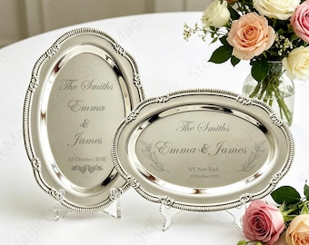 Personalised Wedding Tray,Engraved Silver Tray,Wedding Plates,Wedding Gifts,Gift for Newlyweds,Wedding Keepsake