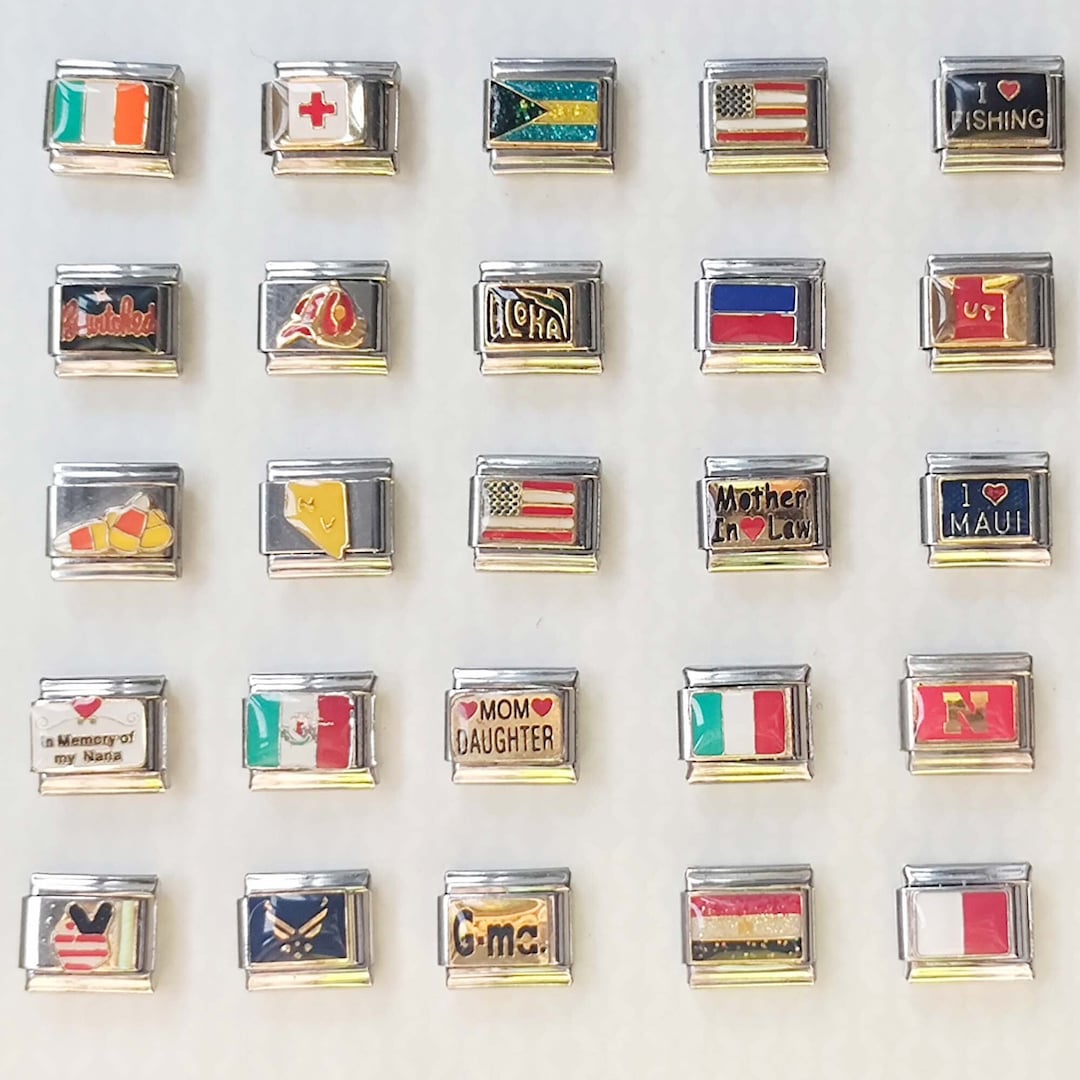 Cute Italian Charm Bracelets, Flag Italian Charm Bracelets, DIY